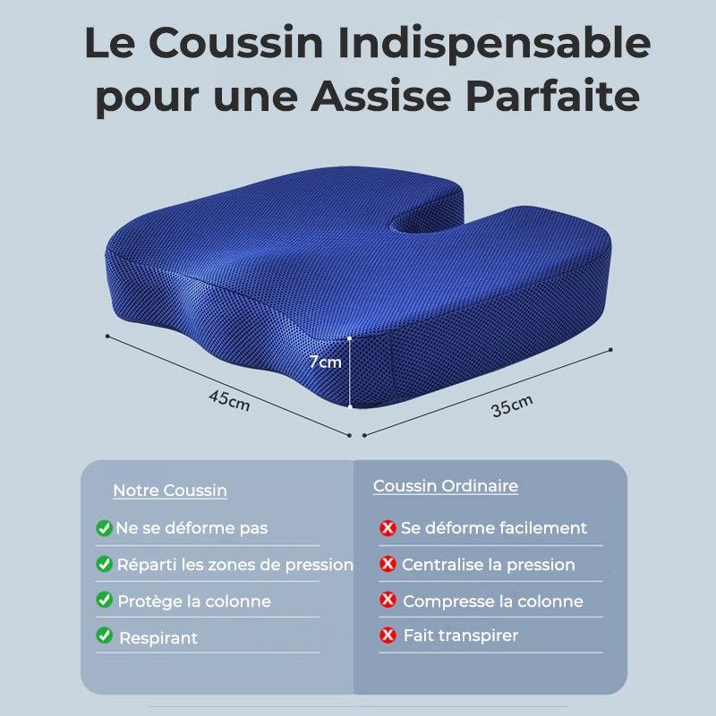 Coussin Orthopédique d'Assise SheerSanté - Soulage les douleurs du coccyx et lombaires