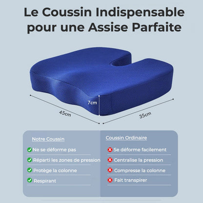 Coussin Orthopédique d'Assise SheerSanté - Soulage les douleurs du coccyx et lombaires
